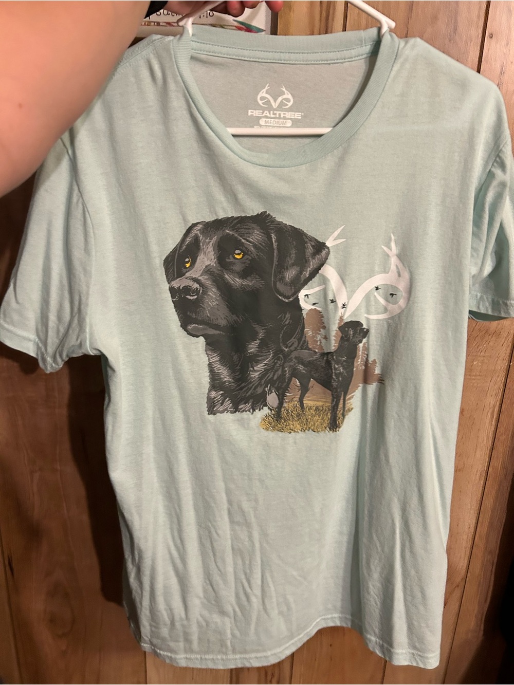 Realtree Mint Green T‑Shirt with Black Labrador Graphic